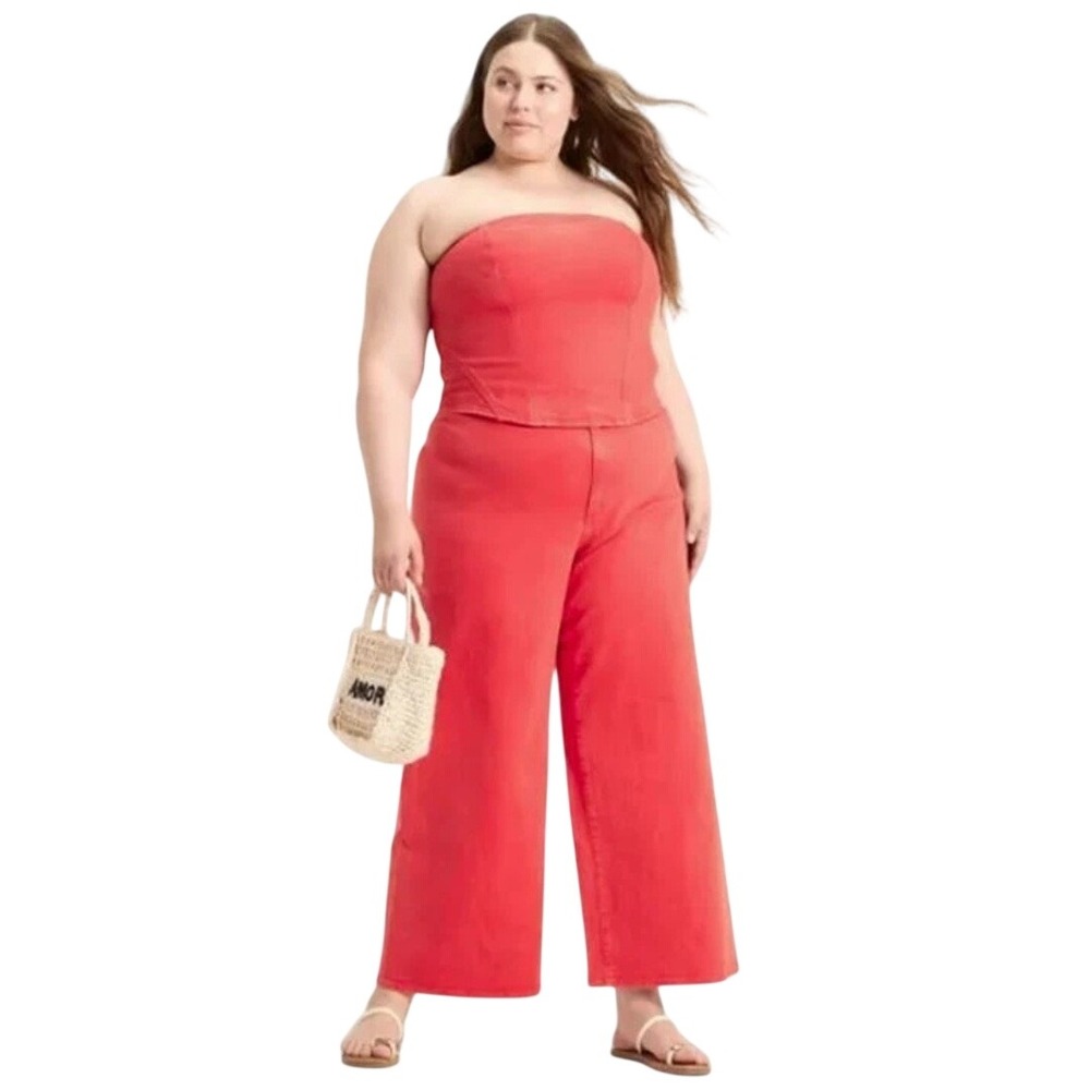Universal Thread Women's Red Sailor High Rise Wide Leg Jeans Size 16